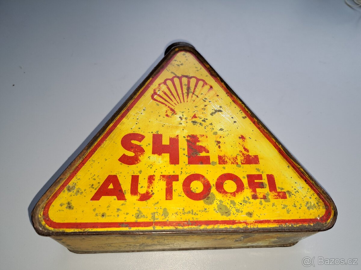 Trojhranná/trojúhelníková plechovka SHELL AUTO OLEJ - 3