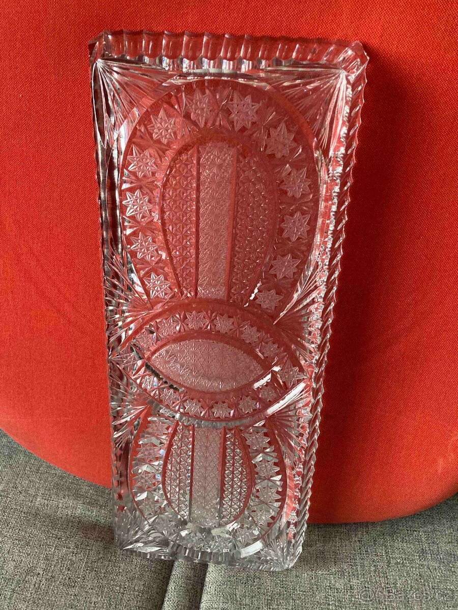 Skleněný broušený podnos - 3