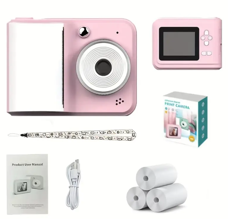 Digitální Fotoaparát s funkcí okamžitého tisku, RŮŽOVÝ - 3