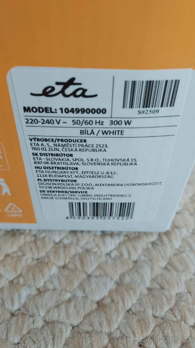 Ruční šlehač ETA Crema 1049 90000 bílý. NEPOUŽITÝ, v krabici - 3