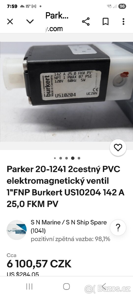 Dvoucestný elektromagneticky PVC ventil Parker - 3
