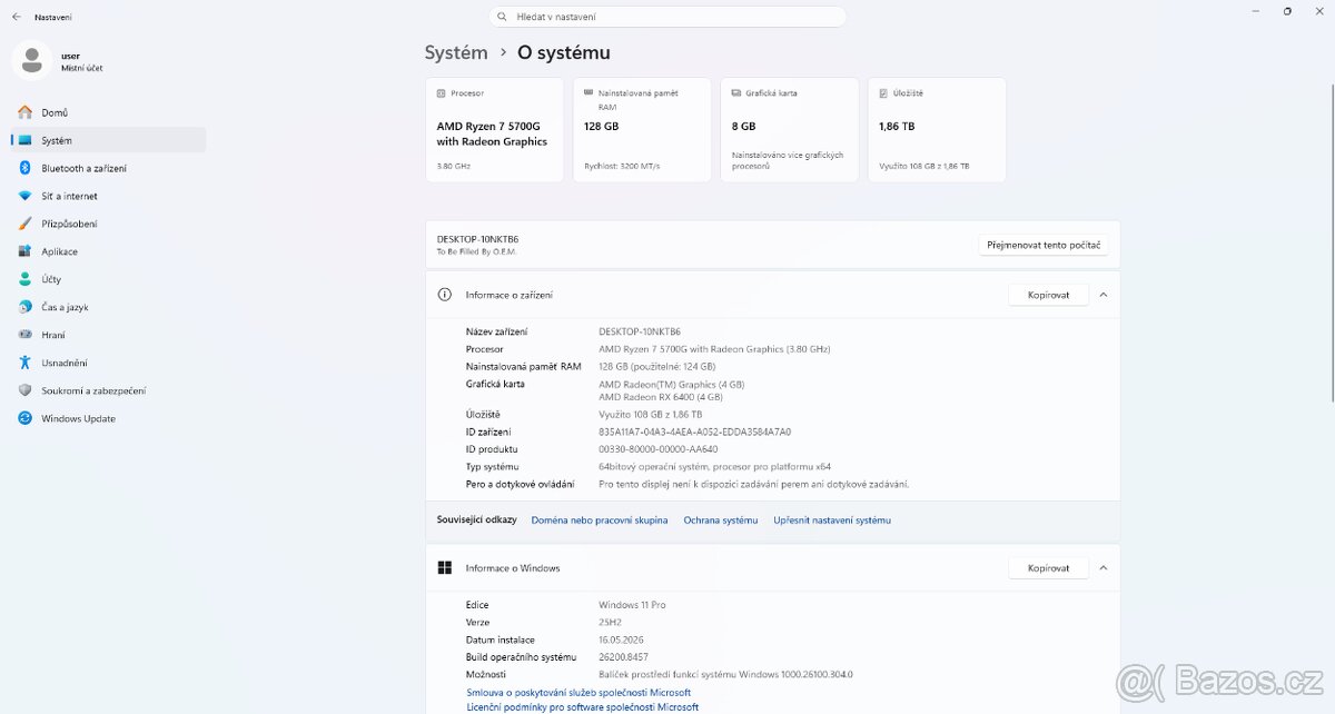 MiniPC ITX - AMD Ryzen 5700G / 128GB RAM / 2TB SSD - 3