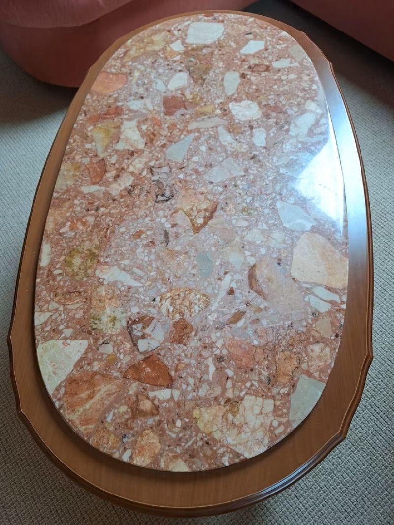 Konferenční stůl s italským mramorem a dřevo masiv - 3