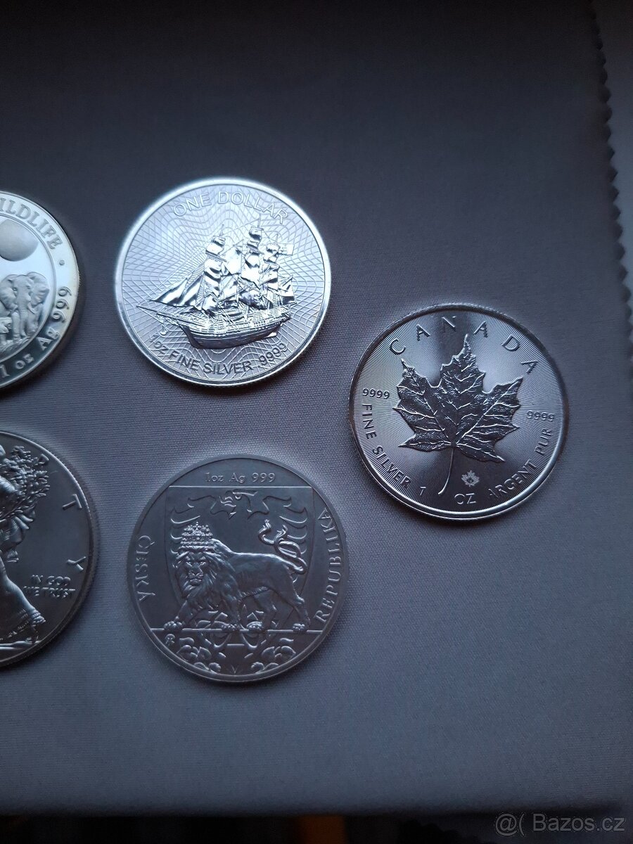 Prodám stříbrné mince 1 oz - 3