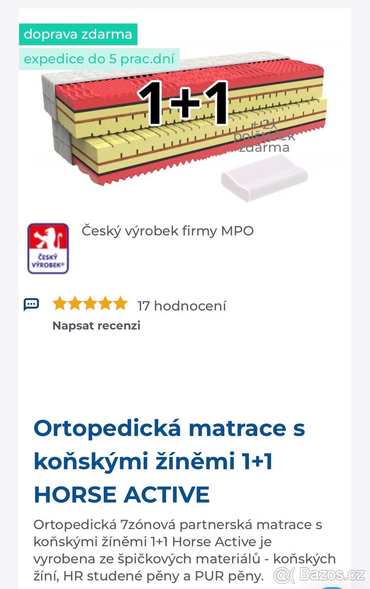 Uplně nová ortopedická matrace Horse Active 90×200 cm - 3