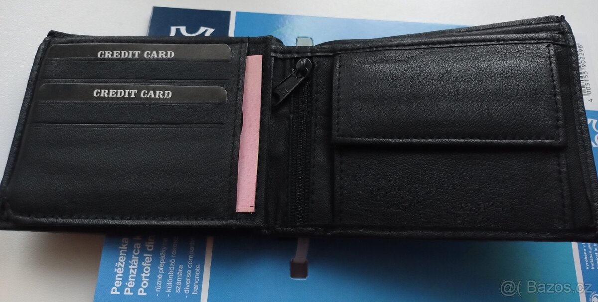 Nová pánská černá peněženka z pravé kůže - 3