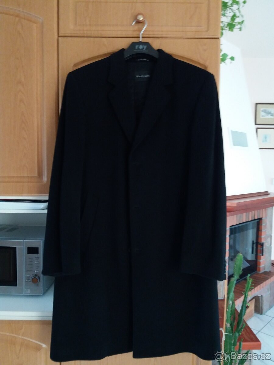 Luxusní pánský dlouhý černý kabát vel.XL - 3