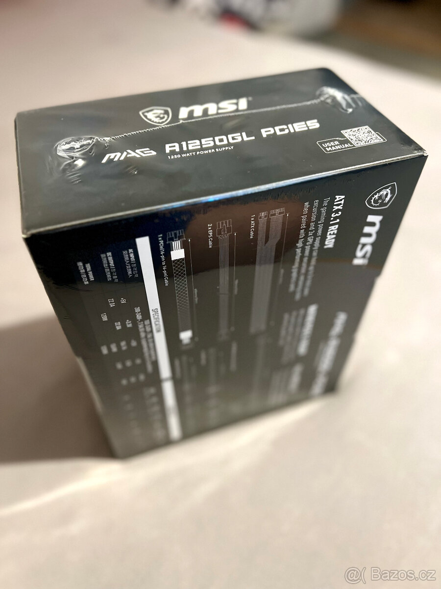 Zdroj 1250W MSI MAG A1250GL PCIE5, nerozbalený - nový - 3