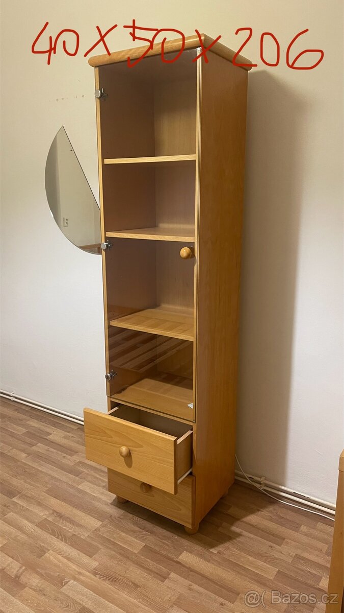 Moderní prosklená skříň dekor BUK - 3