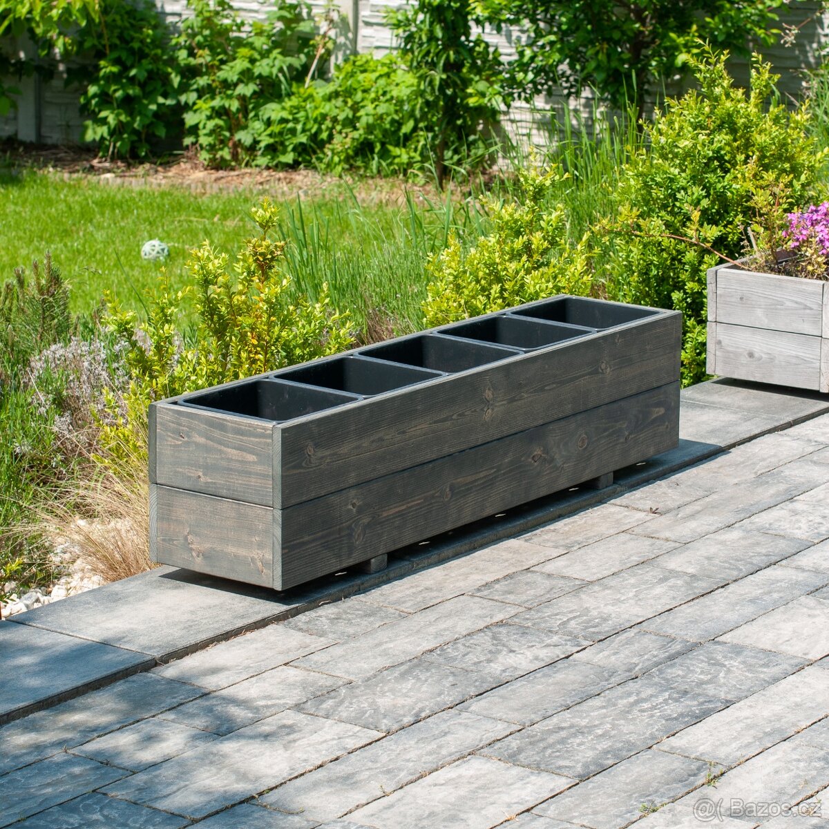Dřevěné truhlíky na terasu - antracit / šedá - 3