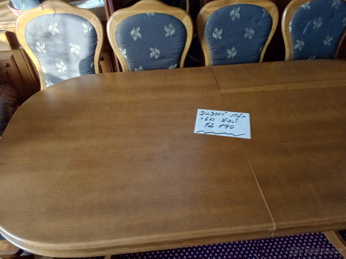 Dubový stůl + 6 židlí - 3