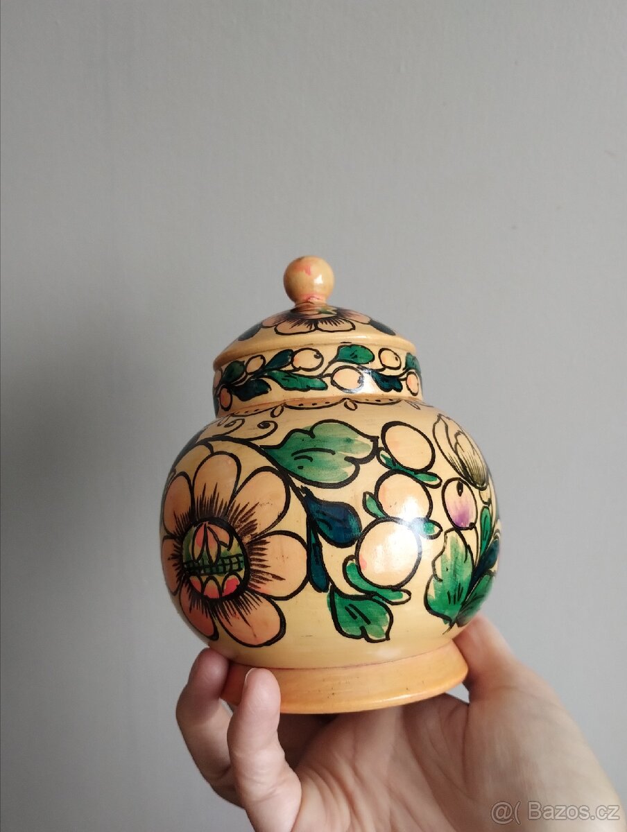 Retro dřevěná dóza / šperkovnice - 3