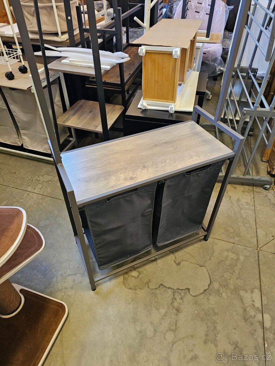 Nový koš na prádlo 2x46 litrů se šatní tyčí - 3