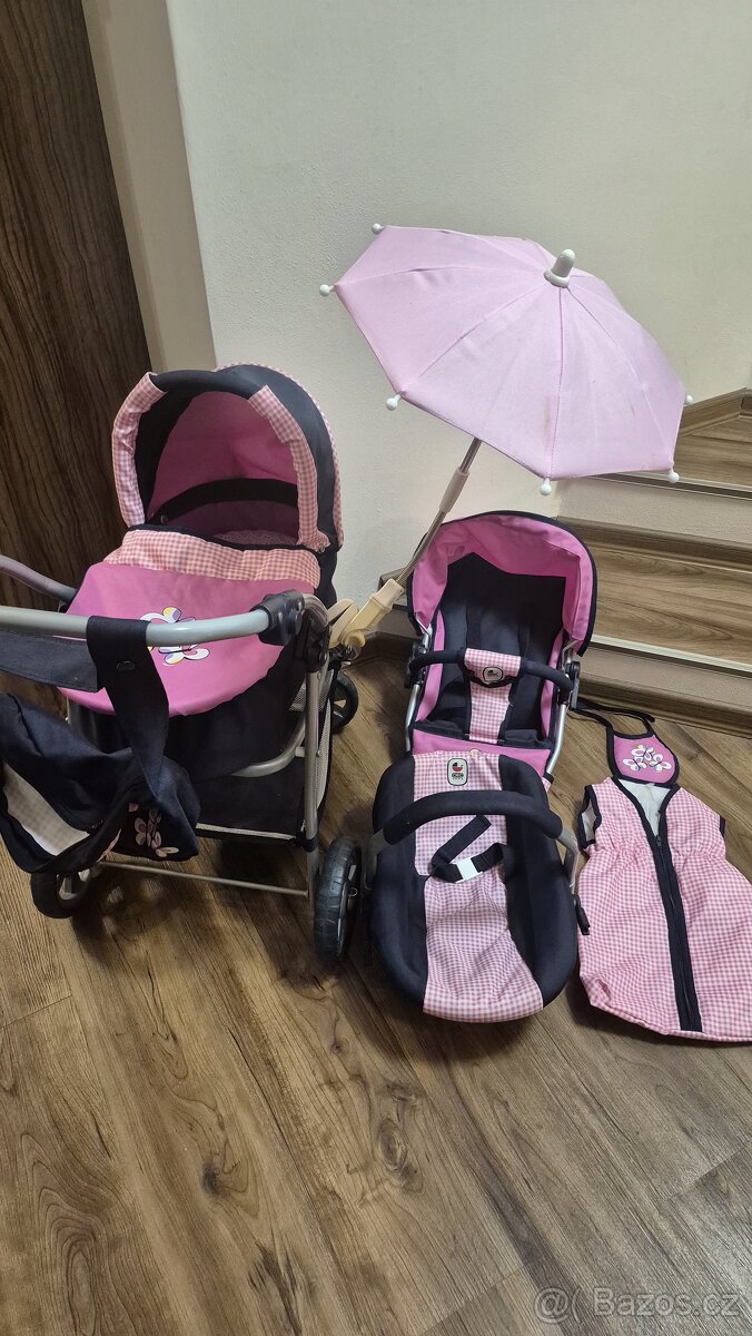 Kočárek pro panenky Bayer Chic trojkombinace - 3