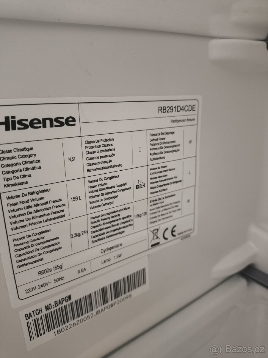 Lednice hisense RB291D4CDE v záruce do 12/227 - 3
