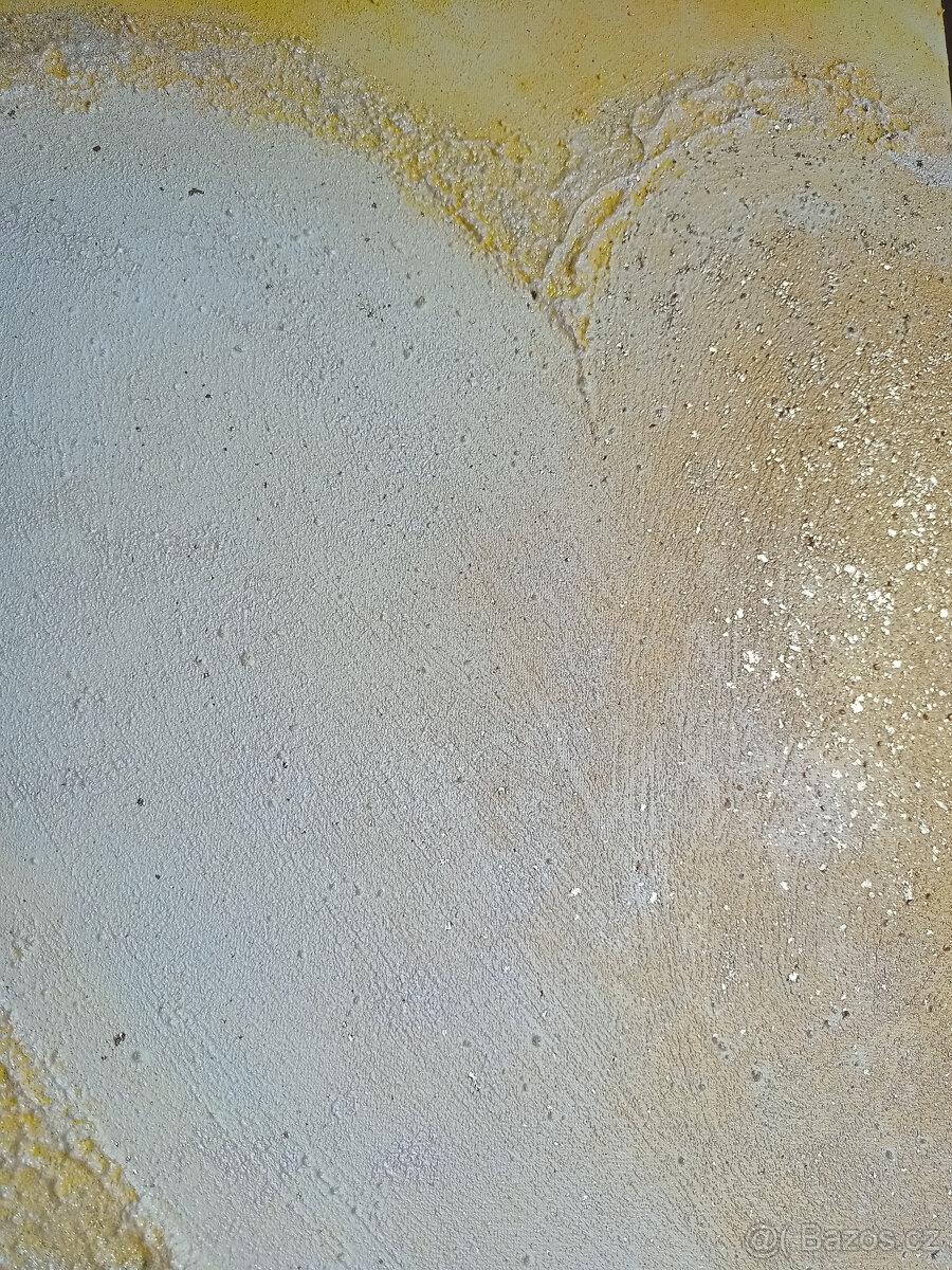 Ručně malovaný obraz Srdce, akrylové barvy, zlatá - 3