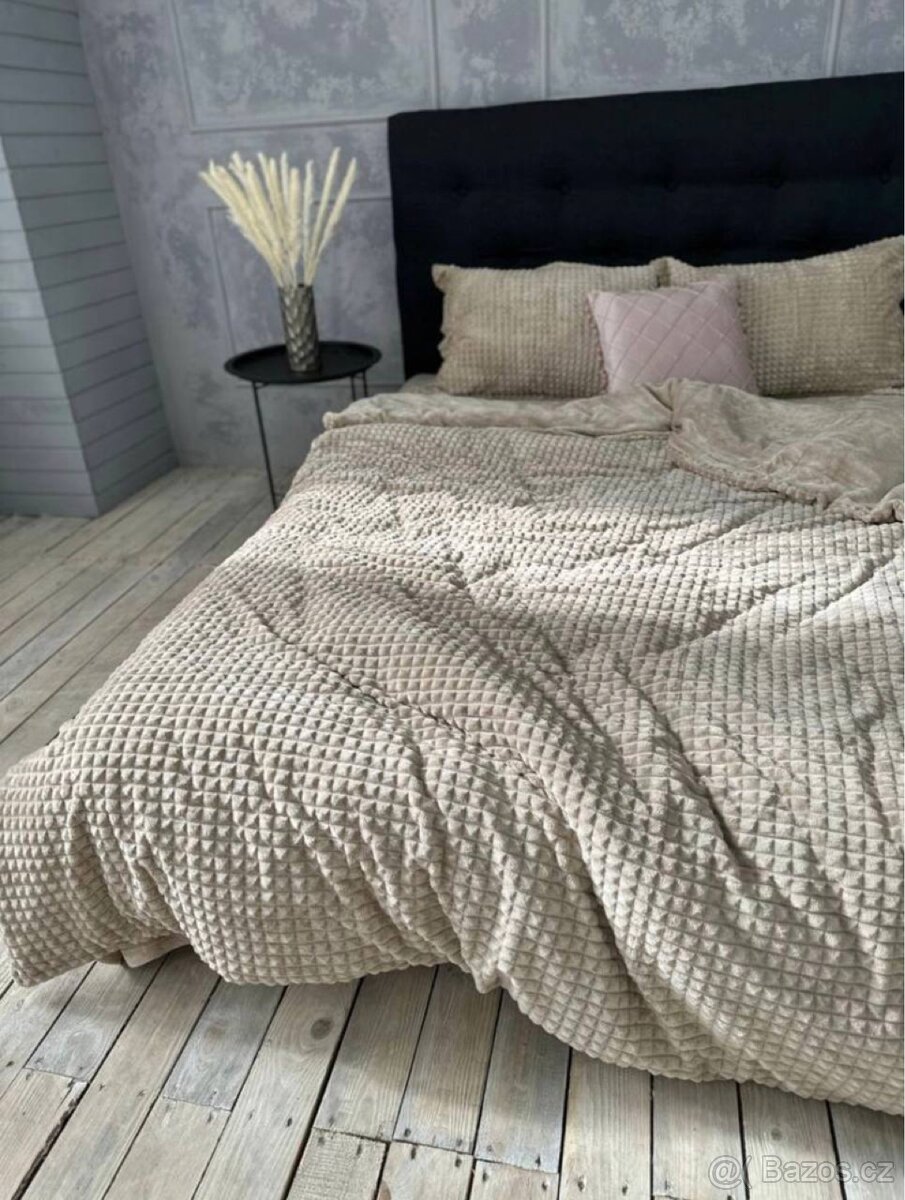 Plyšové povlečení s prostěradlem hnědé - 3