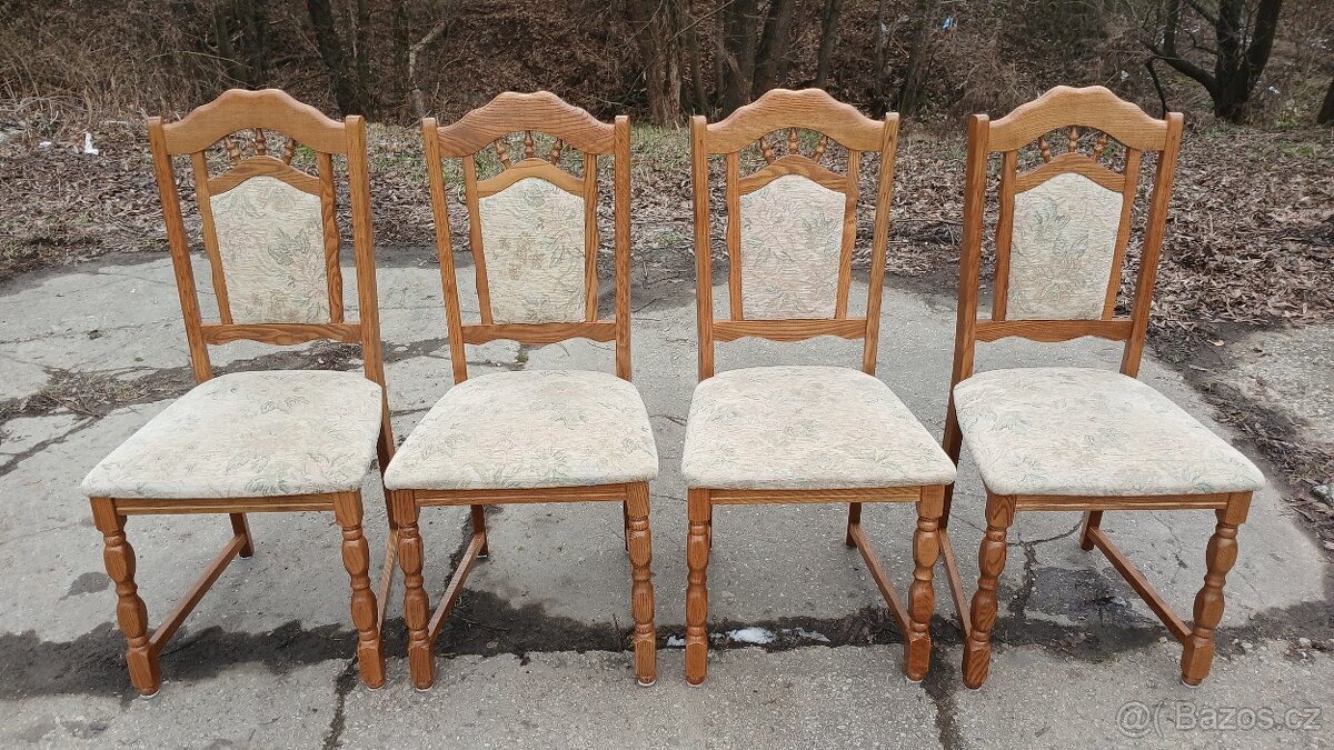 Rozkládací masivní stůl + 4x židle - 3