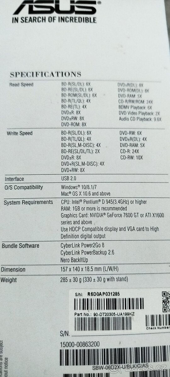 ASUS SBW-06D2X-U černá - 3