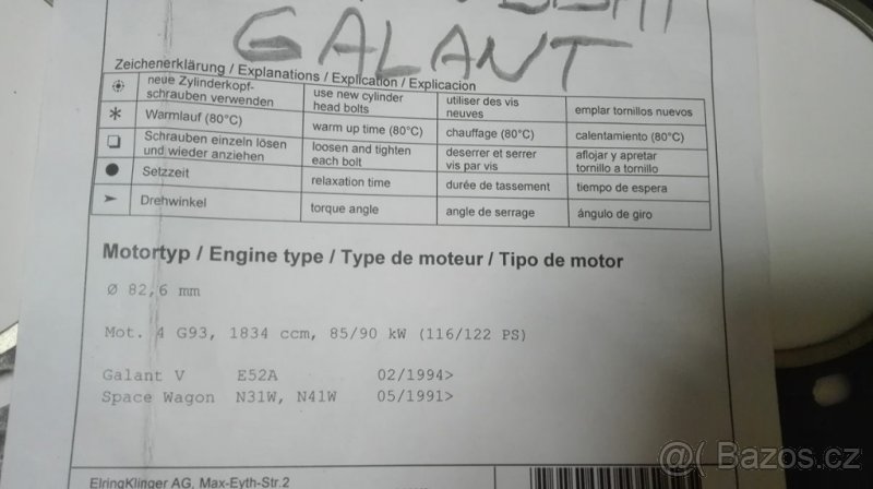 Těsnění hlavy válců - Mitsubishi Galant - 3