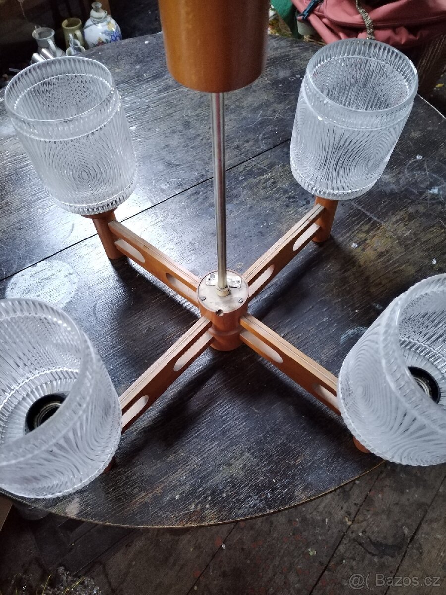 Retro dřevěný lustr - 3