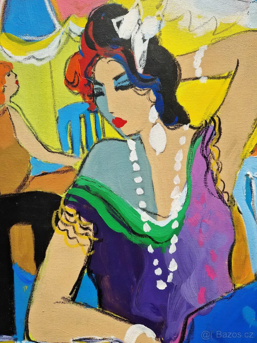 ISAAC MAIMON - Women in the Cafe (UNIKAT - olejomaľba/akryl) - 3