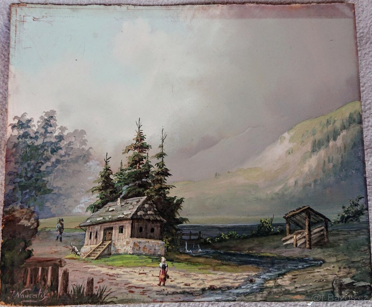 Krásný Josef Navrátil-kvaš na papíře-sign.-posudek,originál - 3