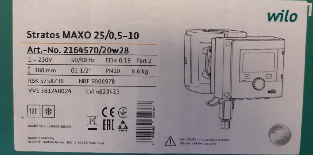 25/0,5-8 PN 10 Prémiové chytré čerpadlo Wilo-Stratos MAXO - 3