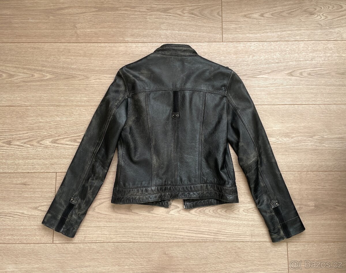 Dámská kožená bunda KARA tm. hnědá vel. 36 - 3