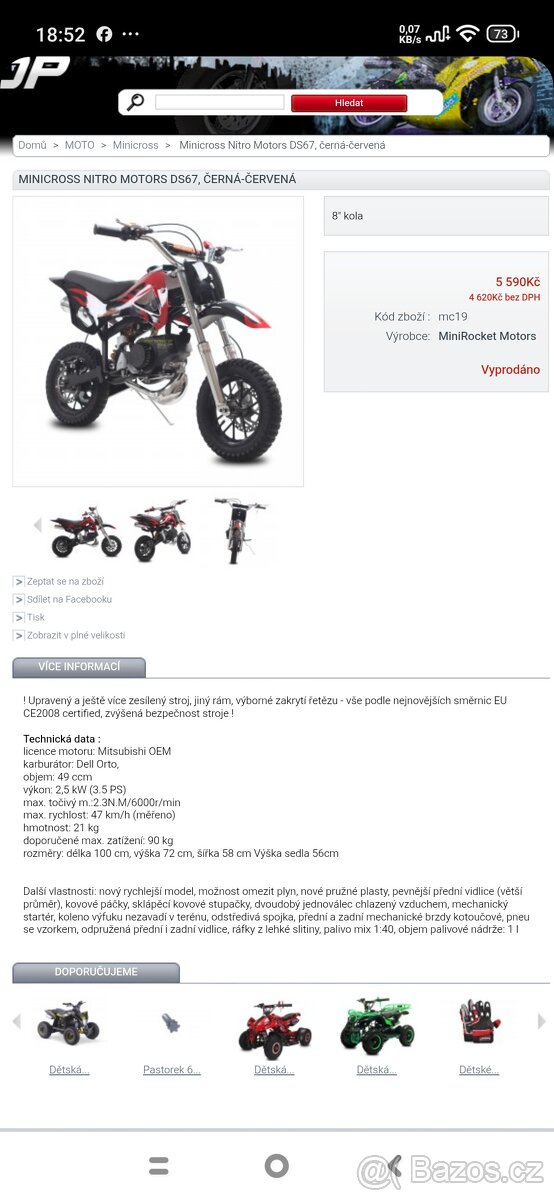 Prodám upravený minicross Nitro 50 - 3