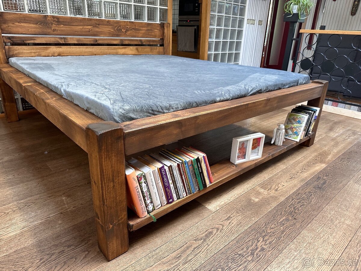 Masivní, postel 180 x 200 NOVÁ, rošt, vyšší sed - 3
