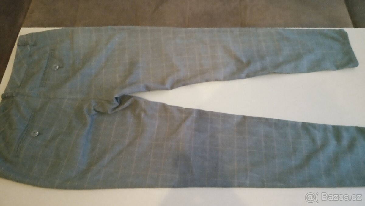 teplejší kárované modré kalhoty vel. 36 - 164 regular - 3