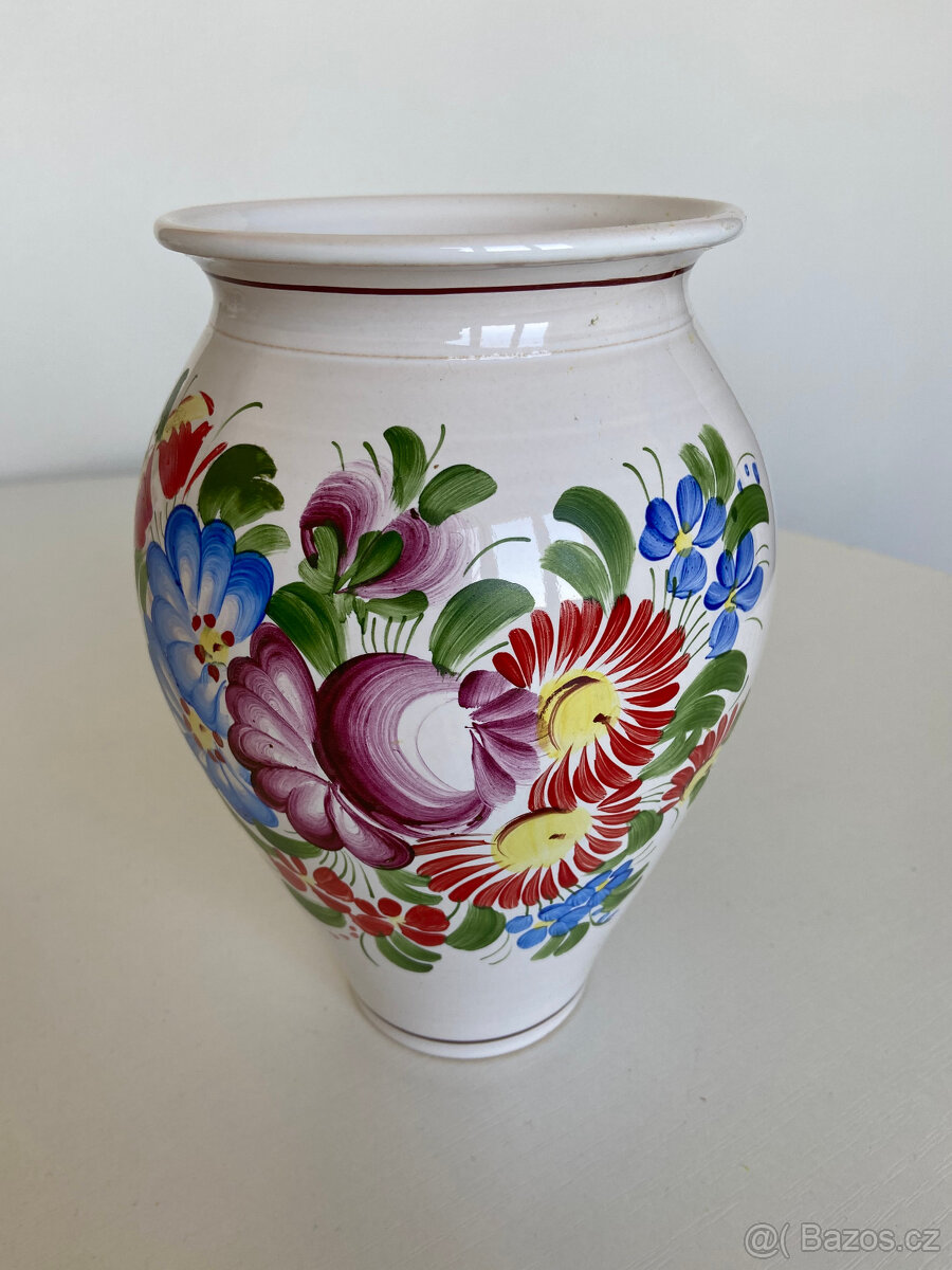 Keramická váza, vázička, chodská keramika. 19,8 cm. - 3