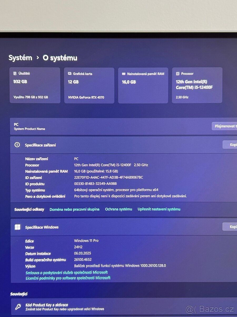 Prodám herní počítač, RTX 4070 - 3