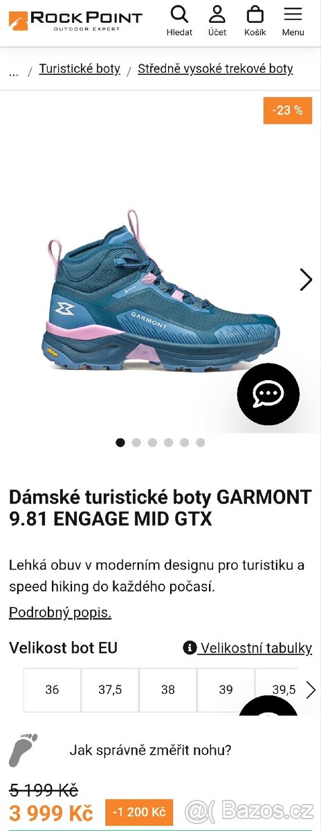 ŠPIČKOVÉ DÁMSKÉ TURISTICKÉ BOTY GARMONT GTX PC 5200,- - 3