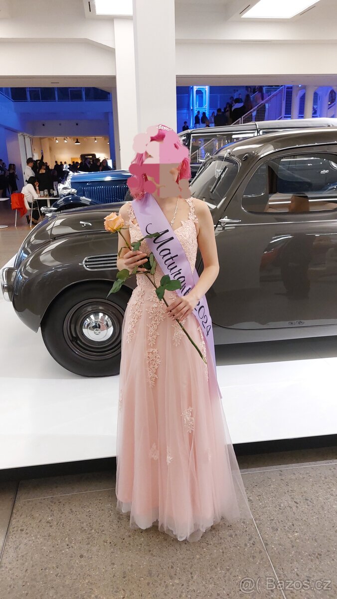 Maturitní plesové šaty růžové - 3