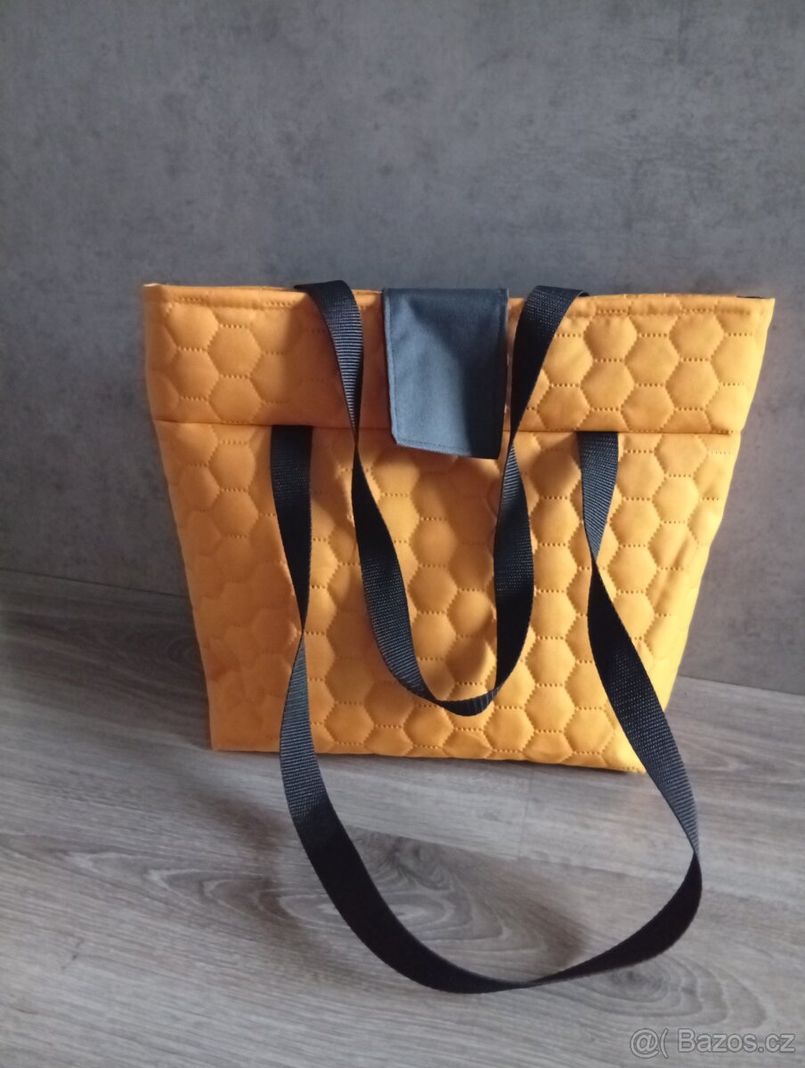 Kabelka/taška z kočárkoviny "hořčice" - 3