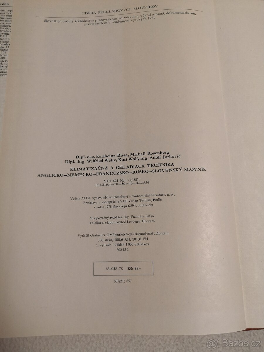 KLIMATIZAČNÁ A CHLADIACA TECHNIKA - SLOVNÍK (1978) - 3