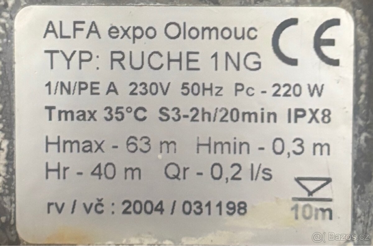 Čerpadlo ponorné typ Malyš, RUCHE 1NG, české, top stav. - 3