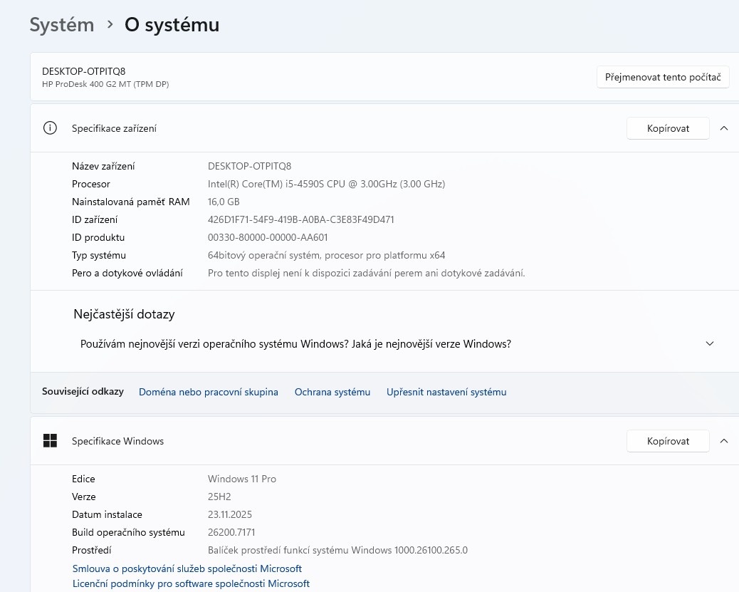 HP ProDesk 400 G2 MT,CPU i5-4590S,WIN 11,RAM 16GB,SSD 128GB+ - 3
