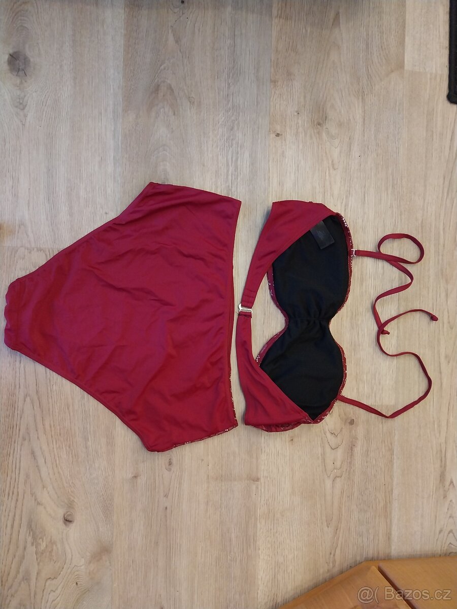 Plavky dvoudílné dámské vínová barva vel.46 - 3