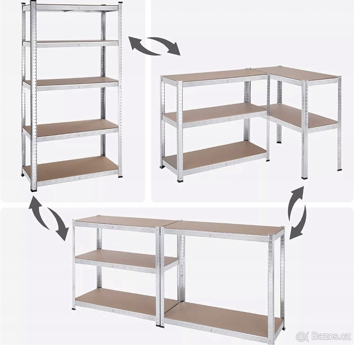 regál kovový 150 x 75 x 30 nový zabalený - 3