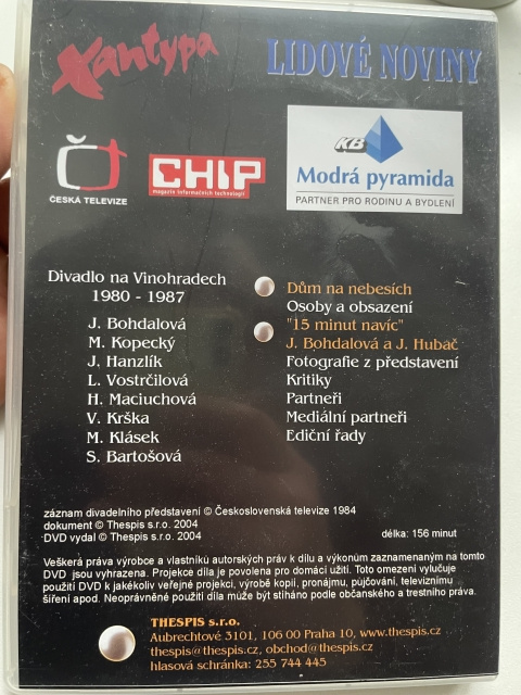 DVD-Divadelní Hra Dům na nebesích;Výborný stav,Jednou hrané. - 3