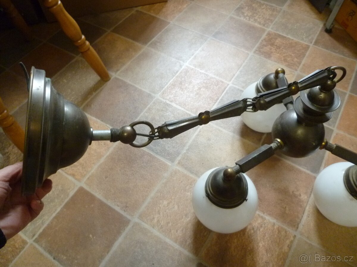 1920 starý mosazný lustr - 3