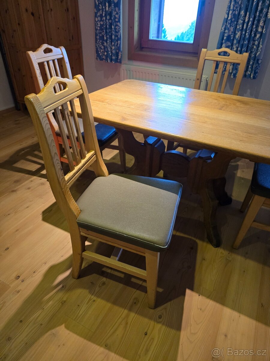 Masivní dřevěný stůl a židle (dub) - 3