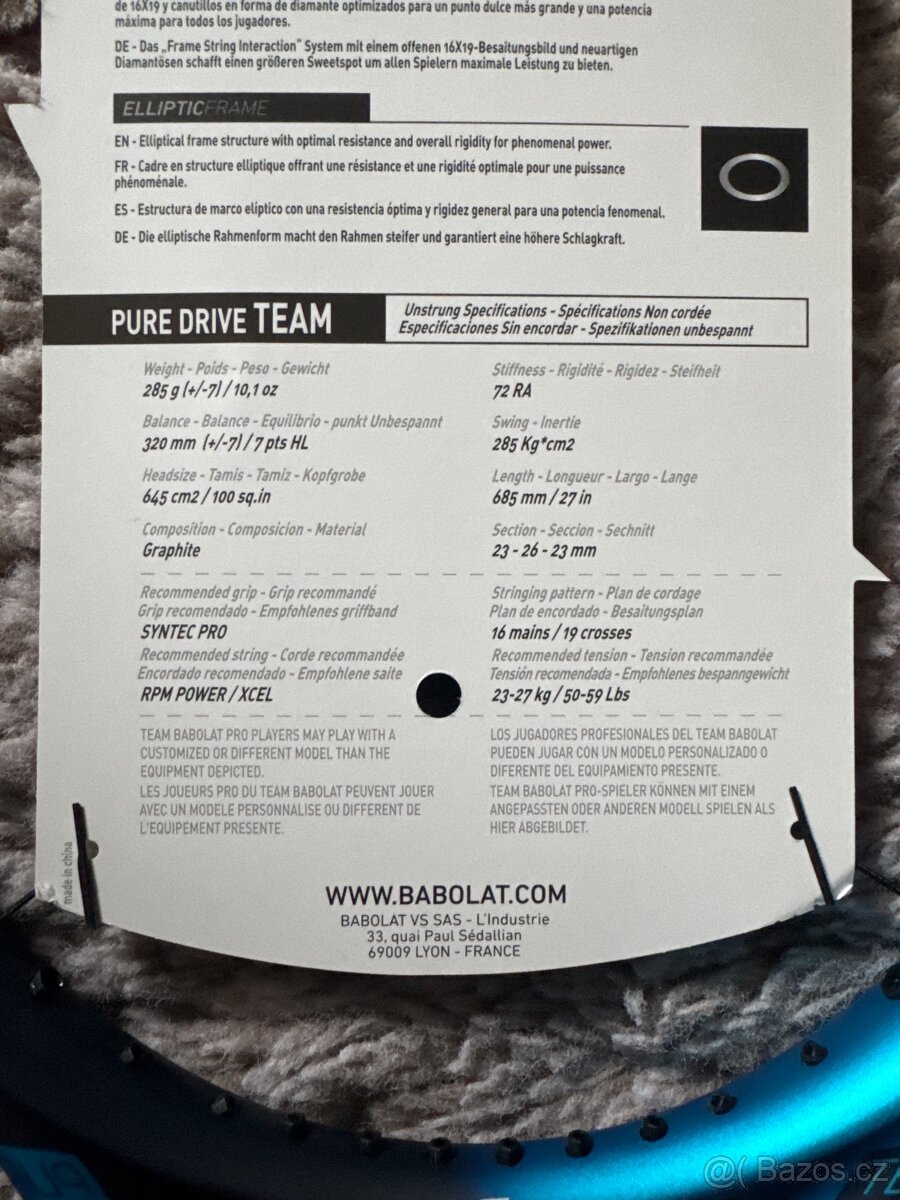 Nová raketa Babolat Pure Drive Team grip G4 - 3