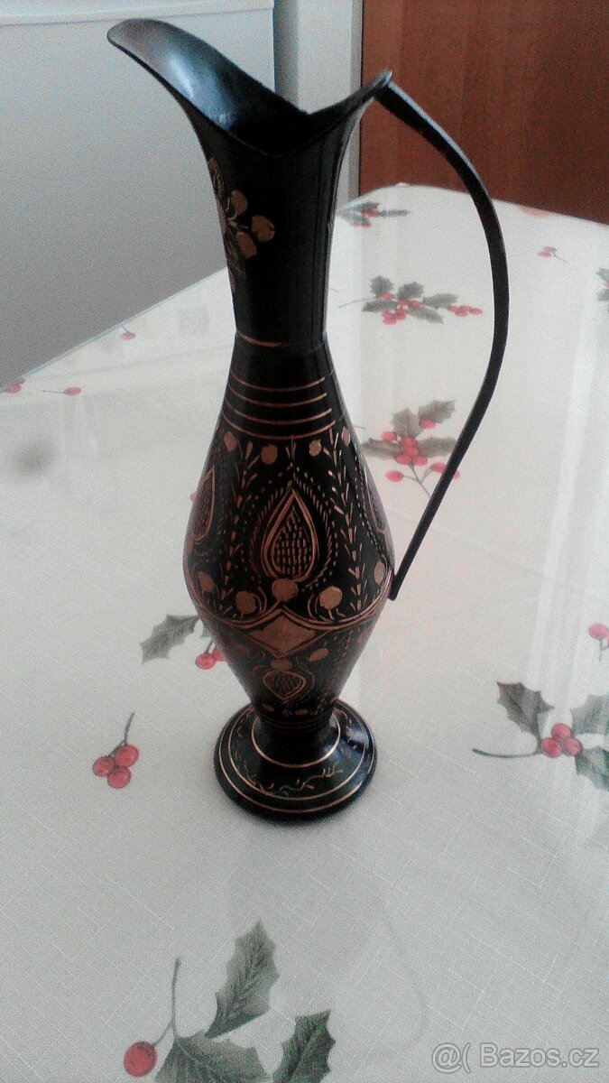 Retro - obraz,kov.váza,dekor.láhev,čaroděj,teploměr,skl.váza - 3