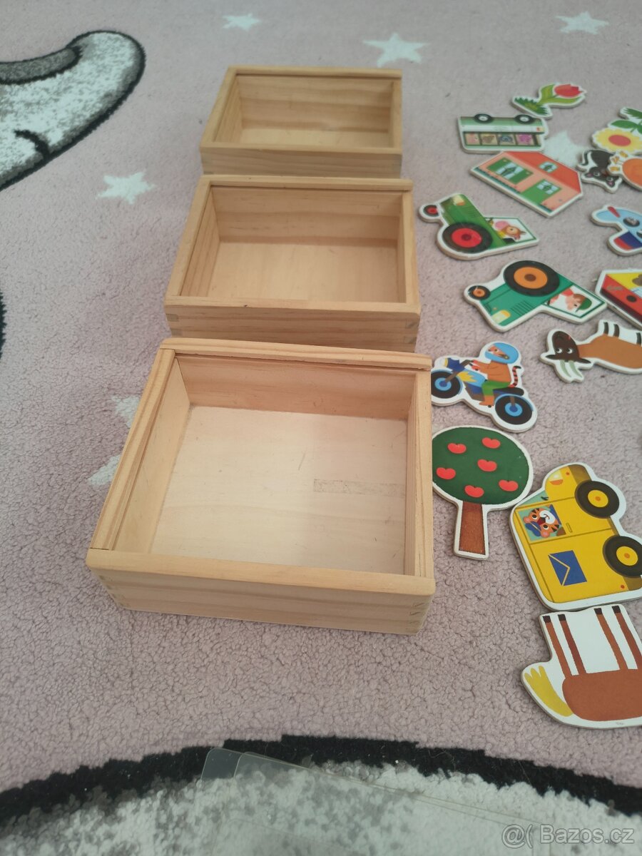 Magnetky ze dřeva - 3 sady - 3