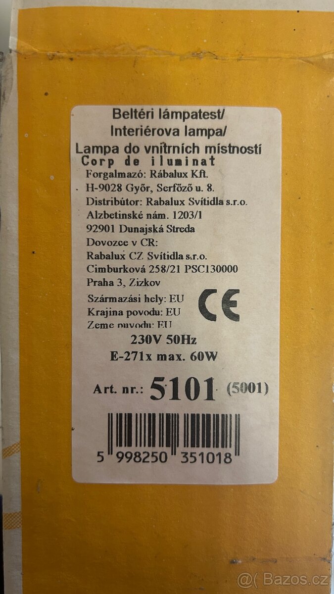 Stropní lampa E27 max 1x60W - nové - 3