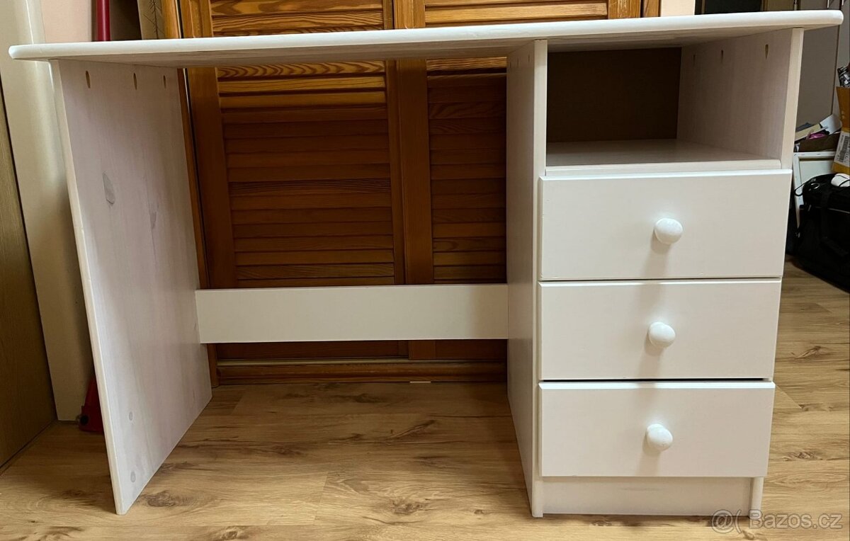 Psací stůl (bílý lak, masiv borovice) - 3